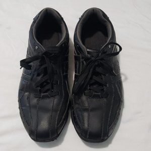 Skechers Black Leather Lace Up Sneaker Casual Shoes SN64276 Men's Size 10.5